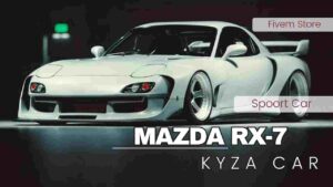 The Mazda RX-7 Kyza in Fivem is a masterpiece of design and performance. Its unique styling, exceptional drifting capabilities