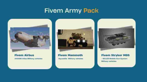 The FiveM Army Pack is designed to enhance your server with a collection of military vehicles, weapons, and gear, allowing players to engage in realistic military operations. From heavy-duty tanks to advanced helicopters, this pack provides everything needed to transform your server into a battleground.