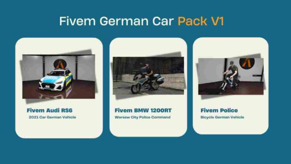 Enhance your Fivem experience with German Car Pack V1. Drive legendary German cars and bring realism and style to your virtual streets.