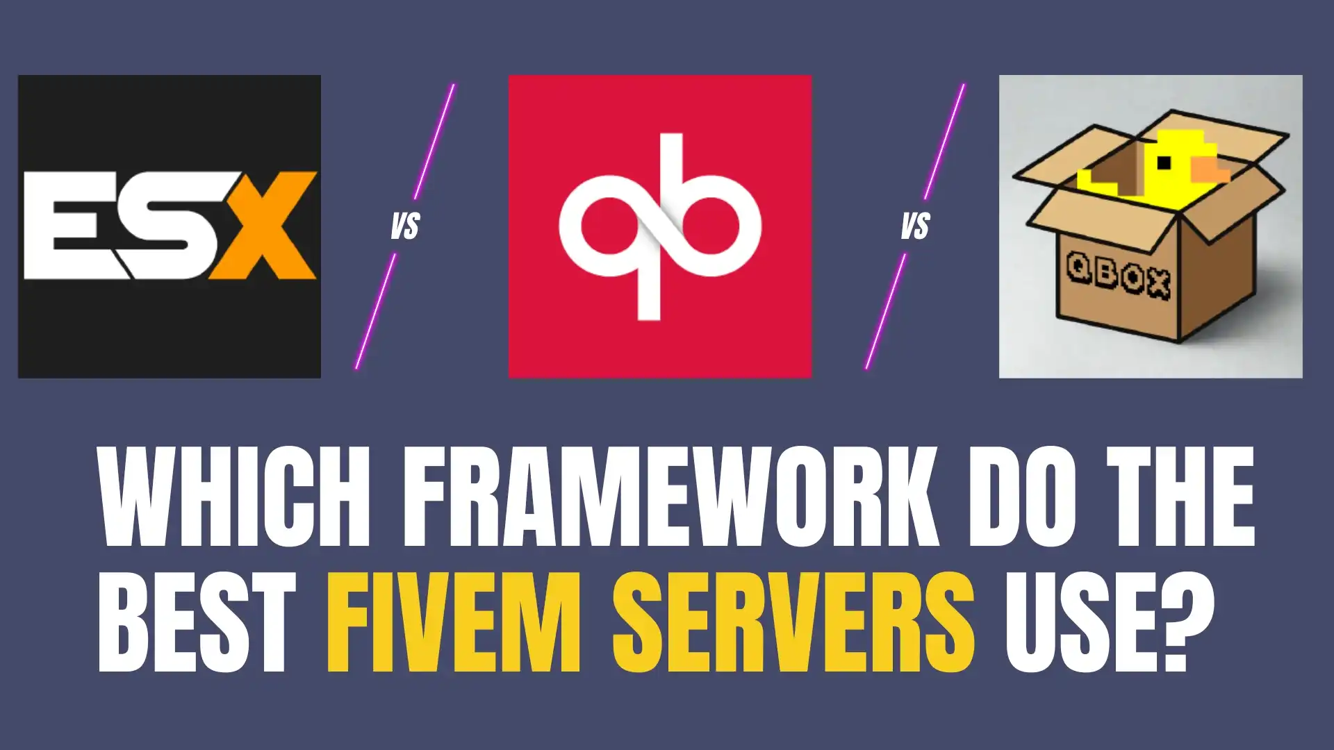 ESX vs QBCore vs QBox FiveM framework comparison showing features, performance, and script compatibility for roleplay servers