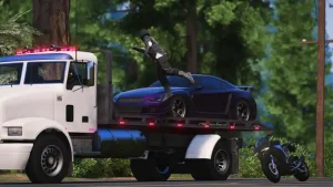 FiveM bike jump ability script showing player jumping from a motorbike onto a moving vehicle